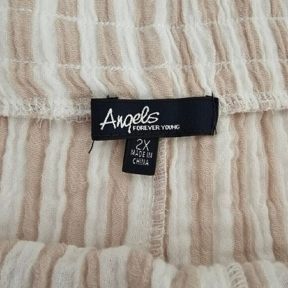 New! Angels Gauzy Cotton High Waist Stripes Pull On Shorts - Picture 6 of 9